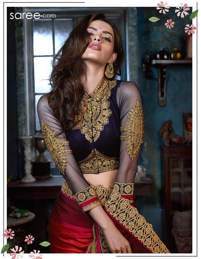 Designer Saree Wedding Bollywood Party Wear Beautiful Royal Sari With Blouse 