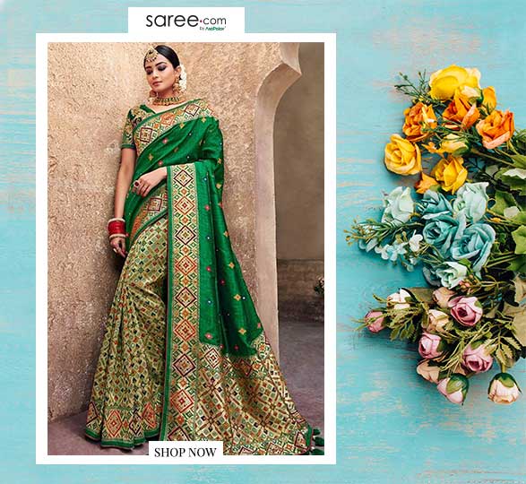 Green Banarasi Silk Saree With Double Blouse