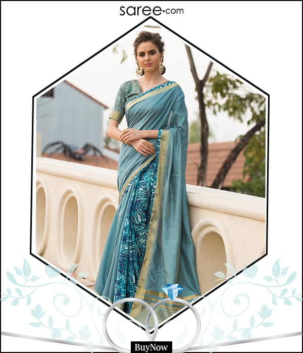 Blue Cotton Saree for Arranged Marriage Meeting