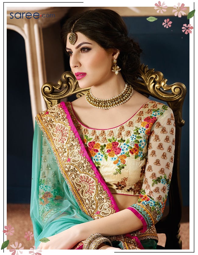 Ready Made Sequin Saree Choli Designer Sari Top Wedding Wear Blouse 