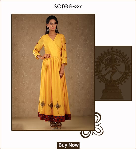 Yellow Georgette Anarkali for Kathak Dance Perfomance