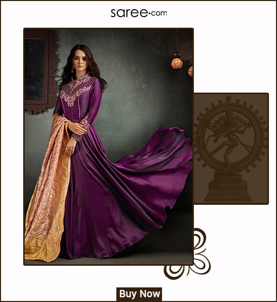 Purple Silk Anarkali Suit Kathak Dance Perfomance