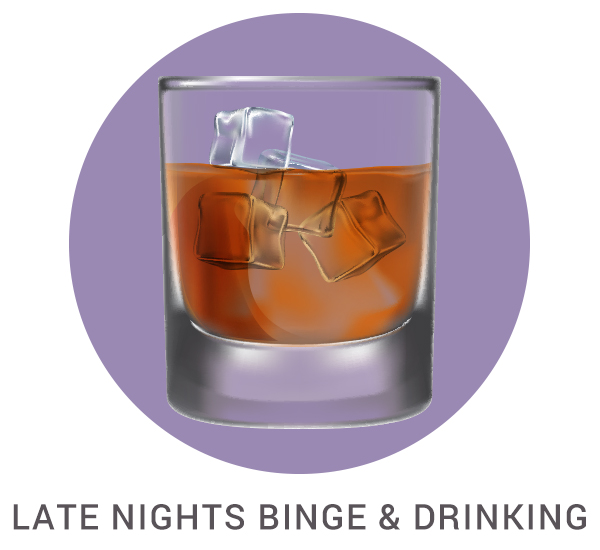 Late Nights Binge And Drinking
