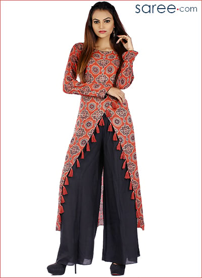 Red Cotton Printed Suit - 9