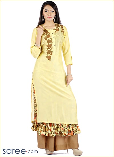 Yellow Cotton Suit with Resham Work - 3