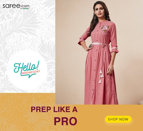 Pink Rayon Frock Style Kurti with Thread Embroidery
