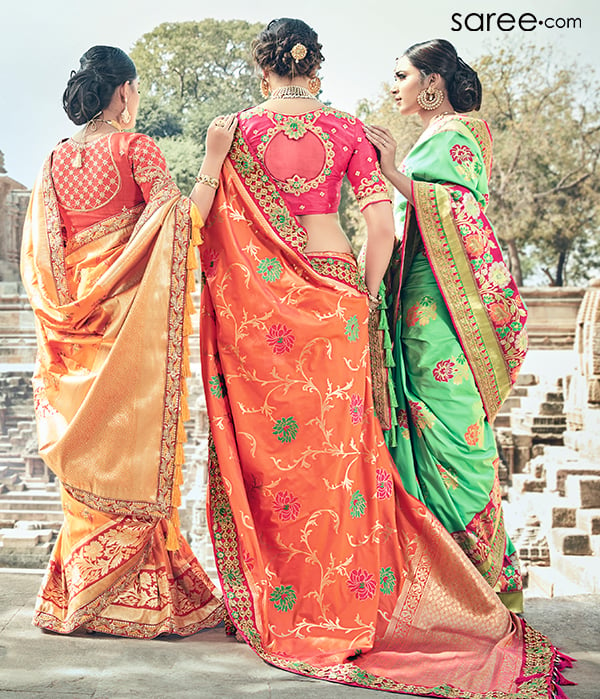 Multi Bollywood Designer Indian Tusser Silk Saree Party Wear Sari Blouse Fabric 