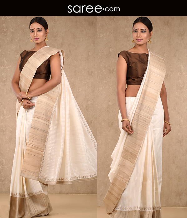 White Linen Sari