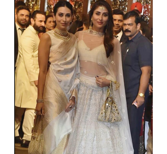 Kapoor Sisters in White Lehenga Choli and White Saree at Ishan Ambani Reception