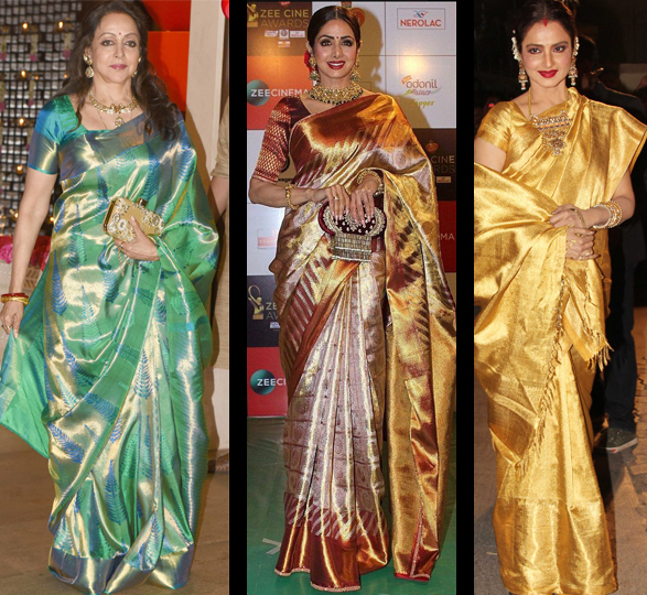 Sridevi, Rekha, Vidya, Hema Malini in Kanjeevaram Saree
