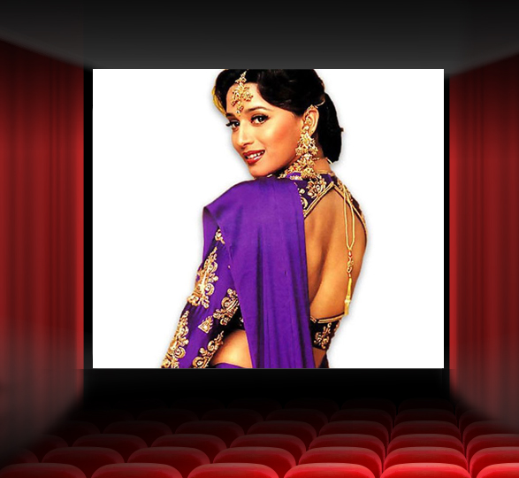 Madhuri Dixit in Royal Blue Saree in Hum Aapke Hai Kaun