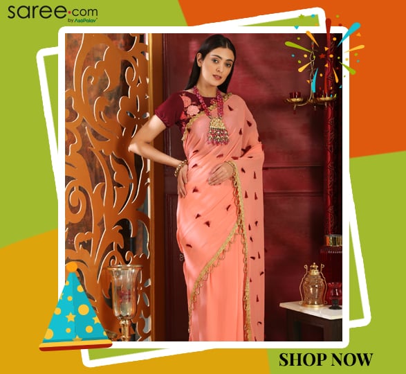 Pink Georgette Saree with Designer Blouse