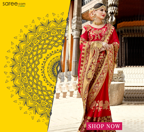 Red Georgette Saree with Resham Embroidery