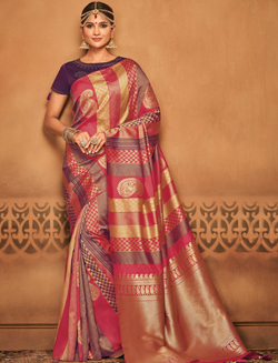 Multi Colored Silk Saree with Zari Weaving