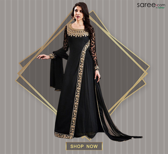 Black Georgette Designer Suit with Embroidery