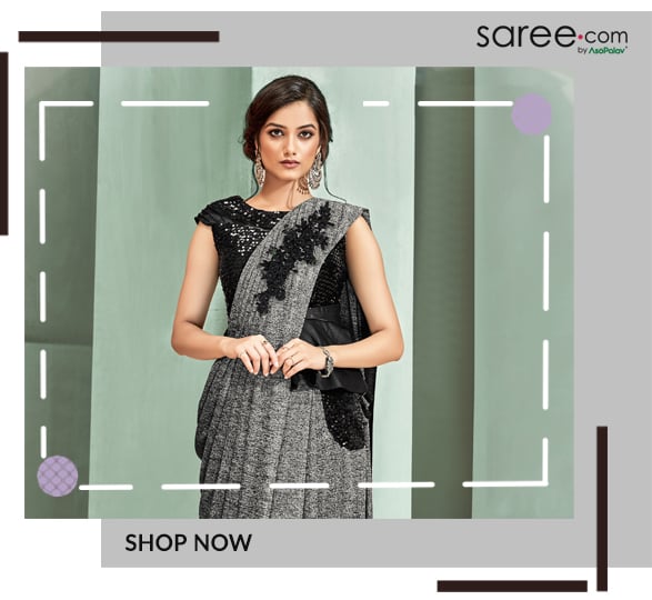 Grey Lycra Fancy Saree with Sequinsed Blouse