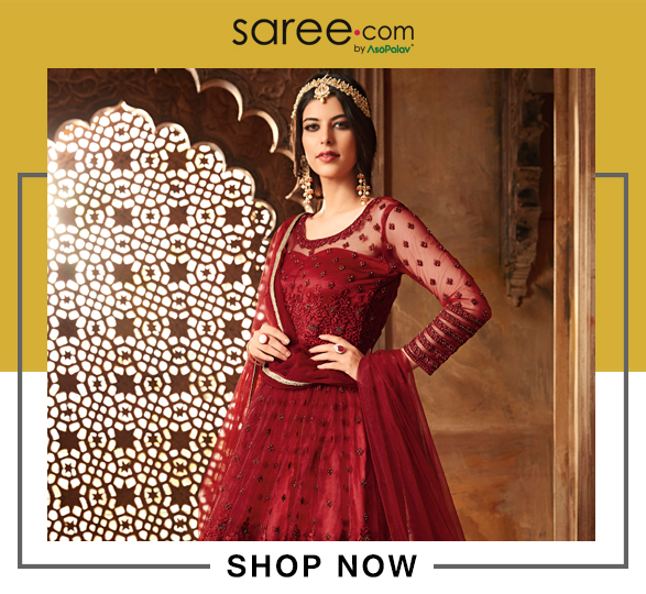 Maroon Net Designer Suit with Resham Embroidery