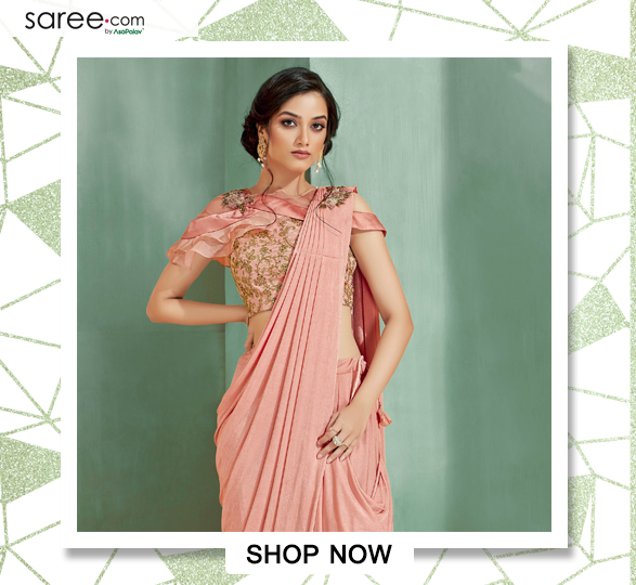 Peach Lycra Fancy Saree with Designer Embroidered Blouse