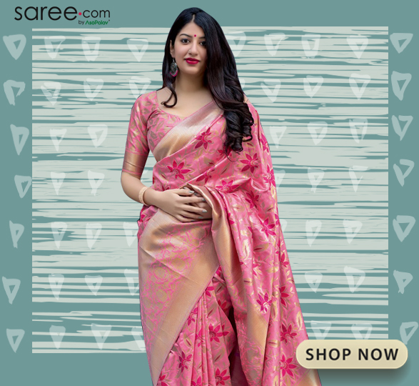 Pink Silk Saree with Floral Weaving