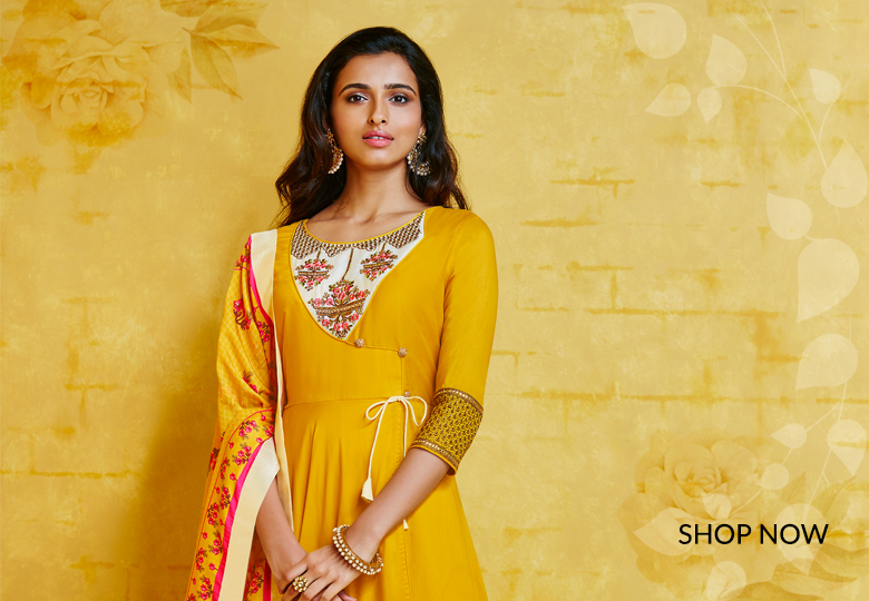 Mustard Muslin Embroidered Angrakha Style Designer Palazzo Suit