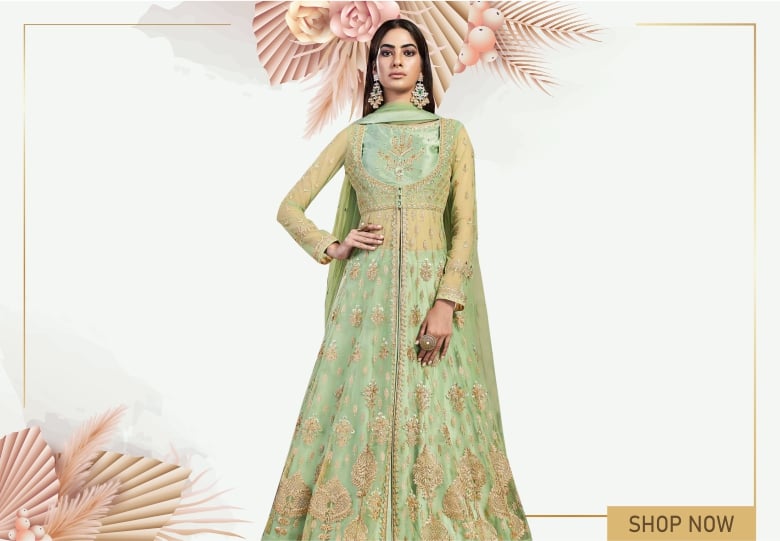 Mint Green Net Designer Jacket Style Lehenga Suit with Embroidery
