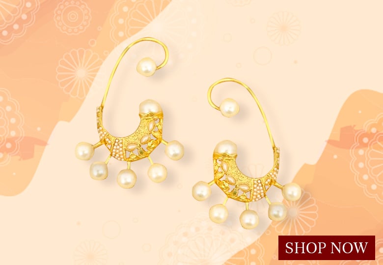 Attractive Gold Plated Earrings with Pearl