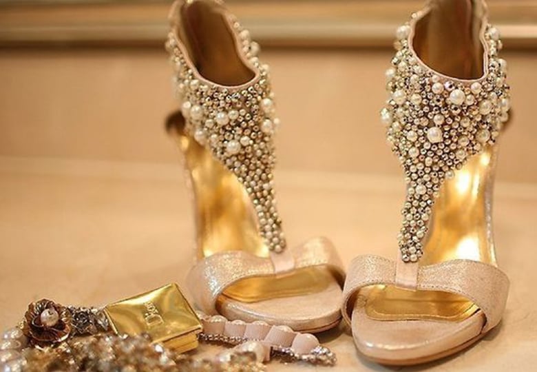 Golden Bridal Heels