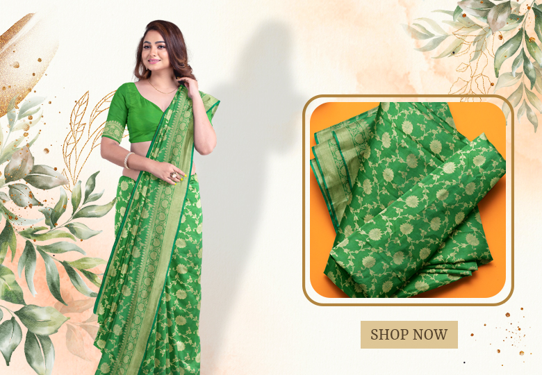 Light Green Uppada Silk All Over Floral Jaal Woven Saree