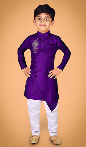 Purple Dupion Silk Kurta Pajama