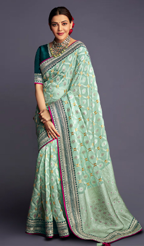 Kajal Aggarwal Light Green Art Silk Woven Saree