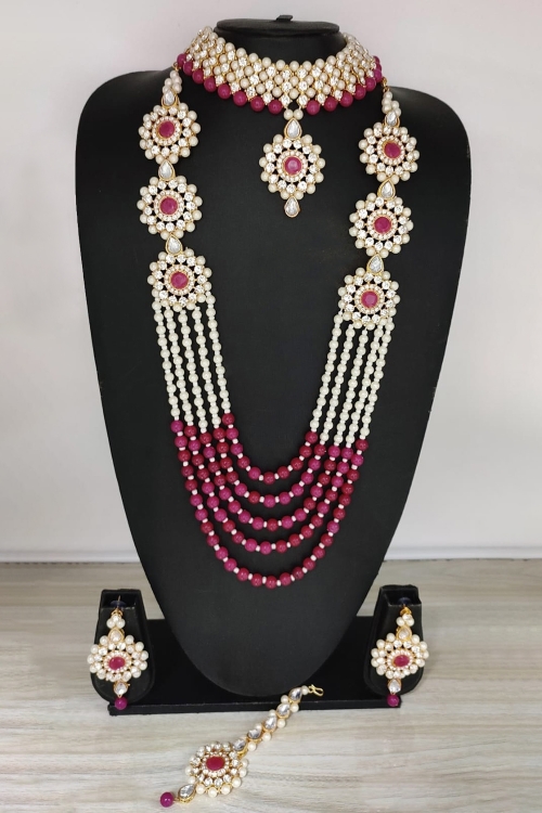 Pearl Work Double Necklace Set