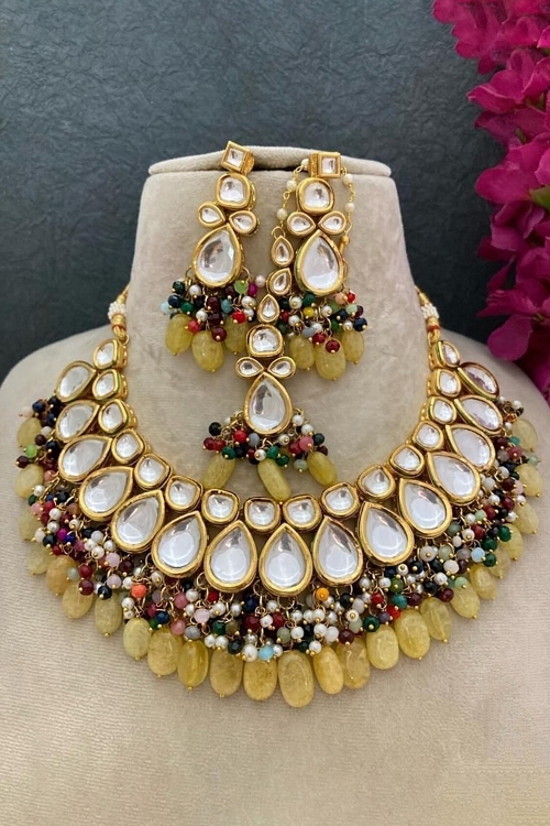 Alloy Kundan and Pearl Necklace Set
