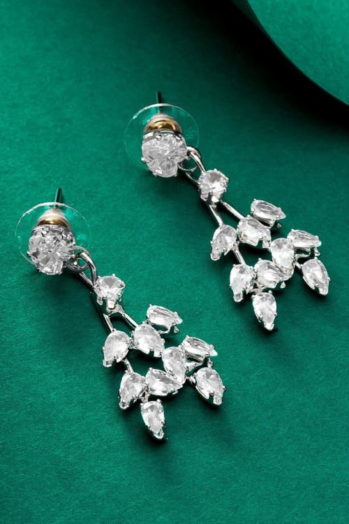 Silver Diamond Studded Earrings