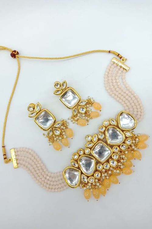 Kundan and Beaded Choker Necklace Set