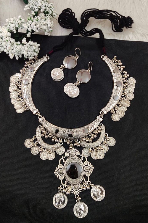 Coin and Mirror Work Stylish Necklace Set