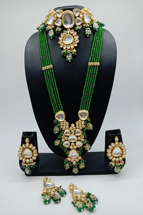 Kundan and Beads Work Choker and Long Necklace Set