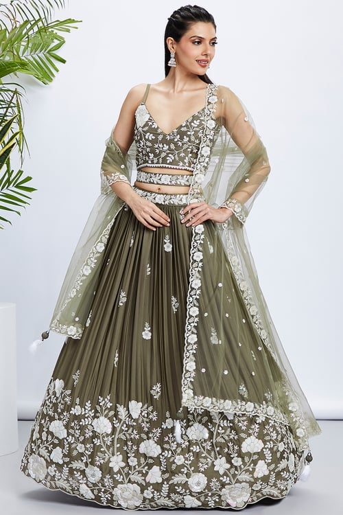 Georgette Floral Sequin Embroidery Lehenga