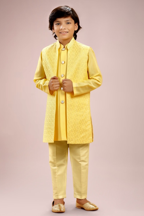 Yellow Silk Kurta Pajama