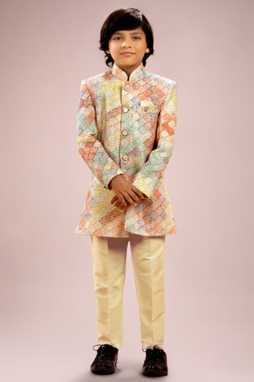 Multi Colored Silk Sequinned Indo Western