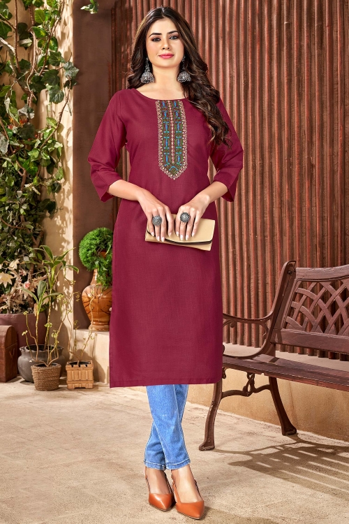 Maroon Kurti with Embroidery