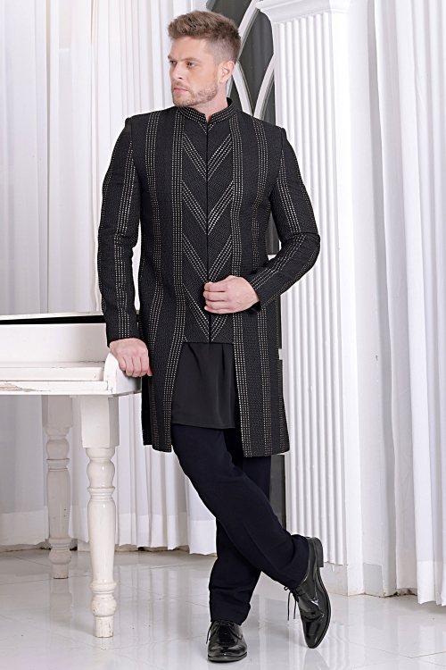 Black Silk Sequinned Suit