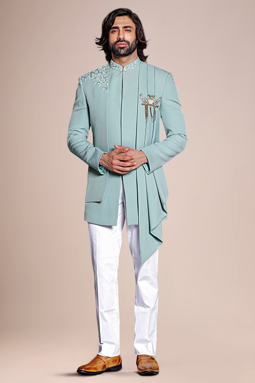 Mint Green Imported Jodhpuri Suit