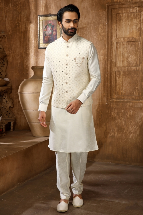 Banarasi Art Silk Kurta Pajama with Jacket