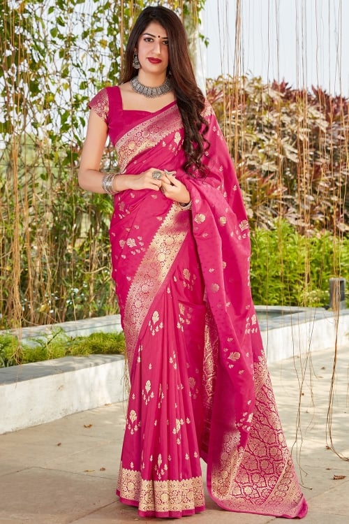Pink Silk Traditional Woven Saree