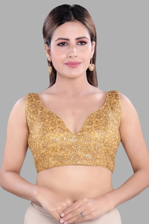 Details about   Readymade Saree Blouse,ready to wear blouse,choli,Designer Golden Sari Blouse 
