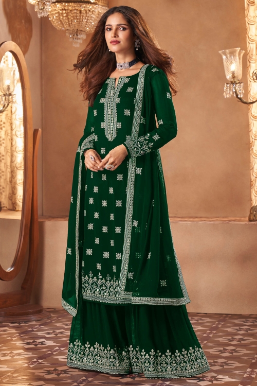 Georgette Applique Worked Straight Cut Suit