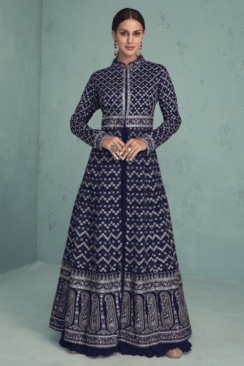 Georgette Embroidered Slit Cut Suit