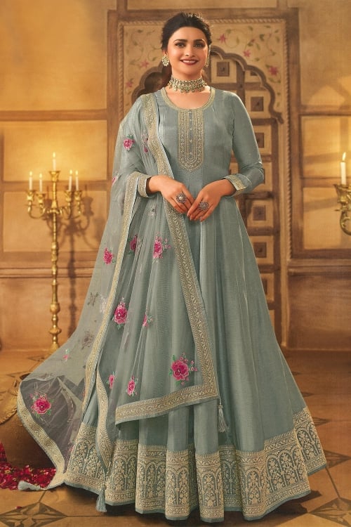 Prachi Desai Art Silk Anarkali Suit with Sequin Embroidery