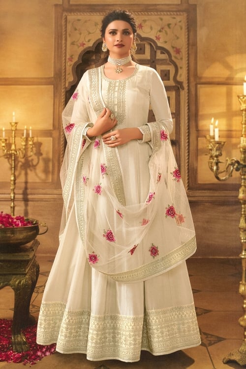Prachi Desai Art Silk Anarkali Suit with Sequin Embroidery
