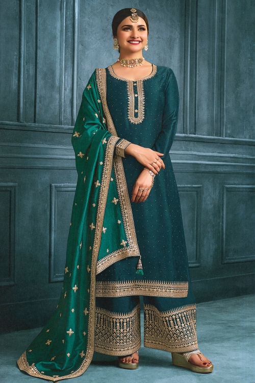 Prachi Desai Palazzo Suit in Art Silk with Embroidery